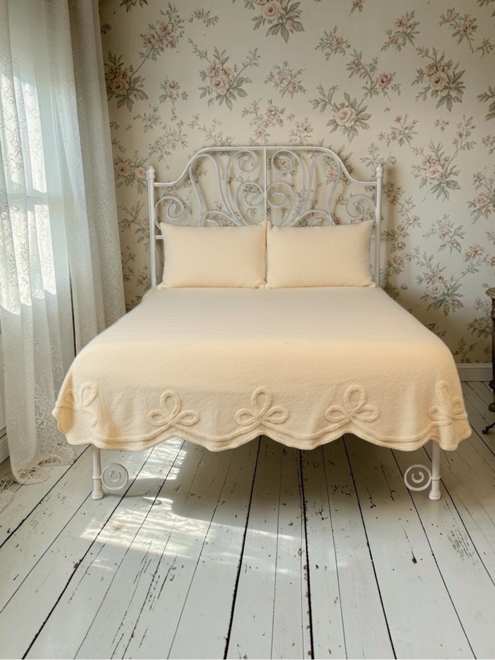 Vintage Yellow Chenille Queen Bed Spread